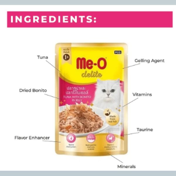 Me O Pouch Delight Tuna with Bonito in Jelly Wet Cat Food – 70 g (Pack of 12) - Image 3